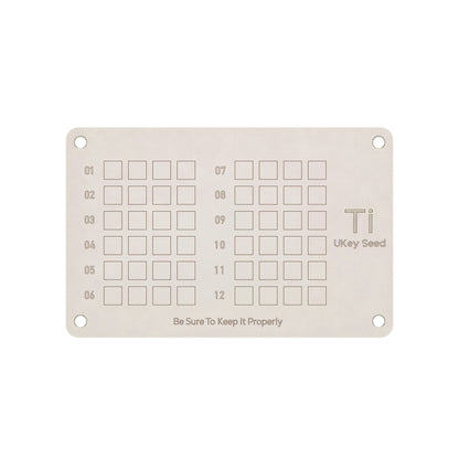 UKey Seed Ti Titanium Seed Phrase Backup Plate