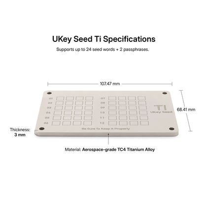 UKey Seed Ti Titanium Seed Phrase Backup Plate